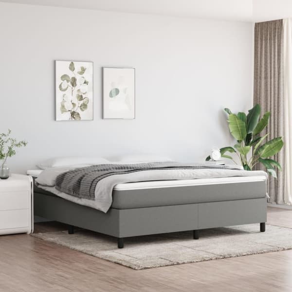 vidaXL sengeramme 160x200 cm stof mørkegrå
