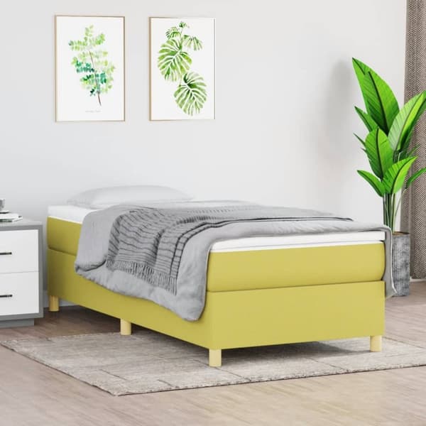 vidaXL sengeramme til kontinentalseng 100x200 cm stof grøn