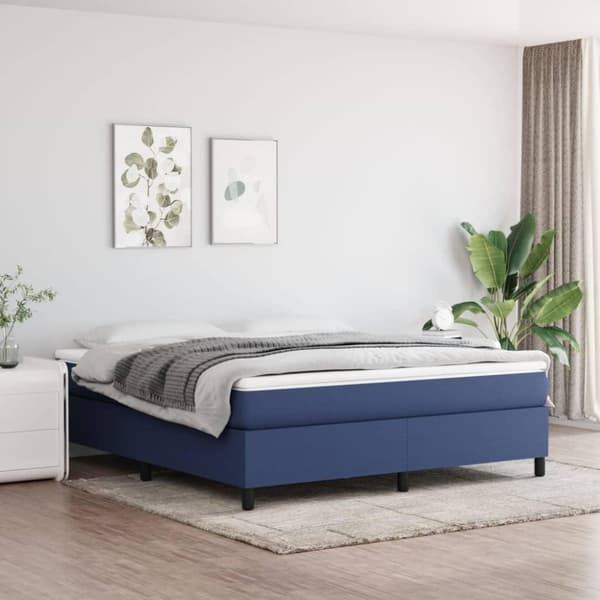 vidaXL sengeramme 160x200 cm stof blå