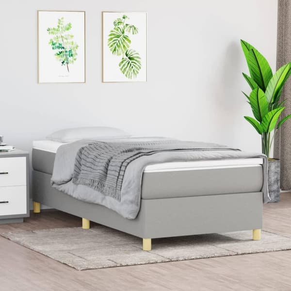 vidaXL sengeramme 90x190 cm stof lysegrå