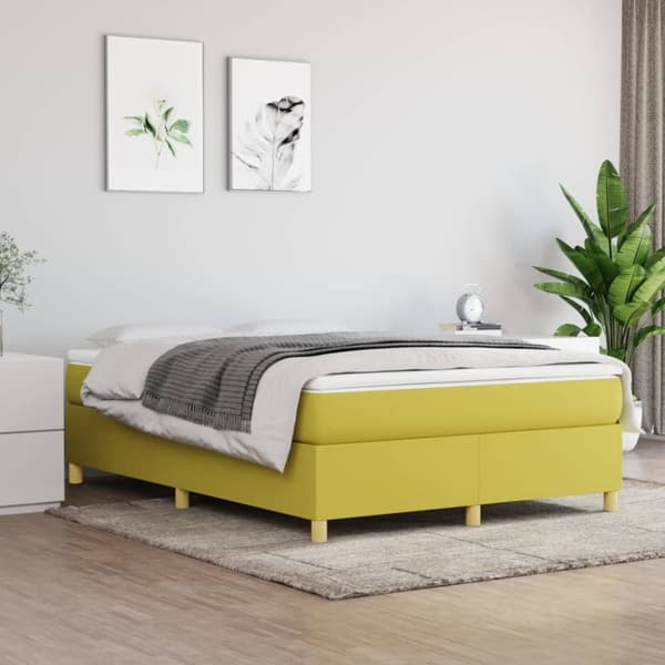vidaXL sengeramme til kontinentalseng 140x190 cm stof grøn
