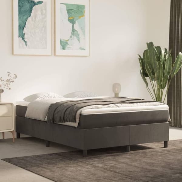 vidaXL sengeramme 140x190 cm fløjl mørkegrå