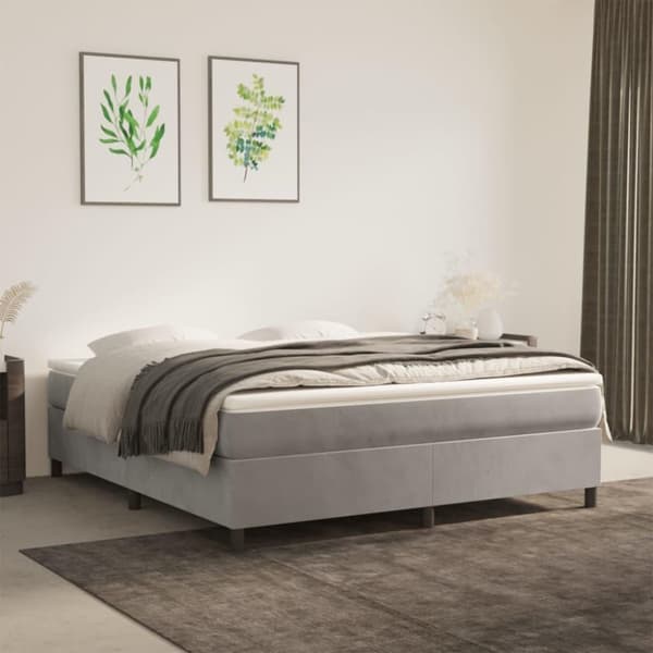 vidaXL sengeramme 180x200 cm fløjl lysegrå