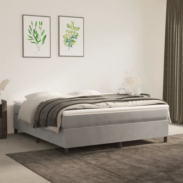 vidaXL sengeramme 180x200 cm fløjl lysegrå