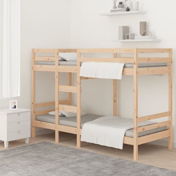 vidaXL Våningssäng utan madrass 90x200 cm massiv furu