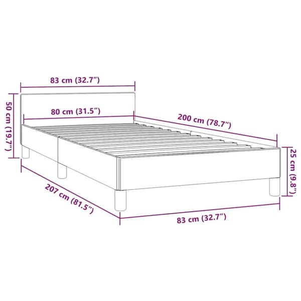 vidaXL Sängram utan madrass mörkbrun 80x200 cm tyg