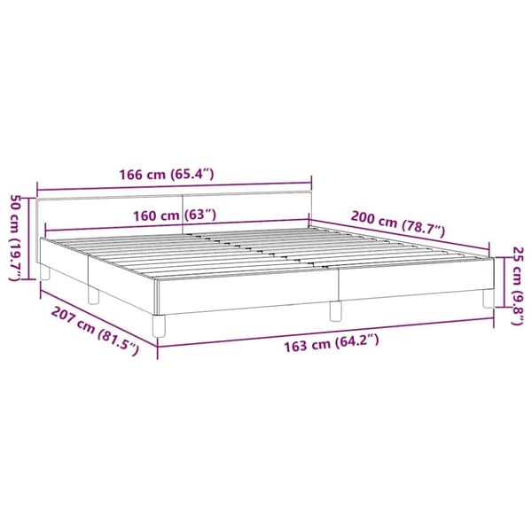 vidaXL Sängram utan madrass mörkbrun 160x200 cm tyg