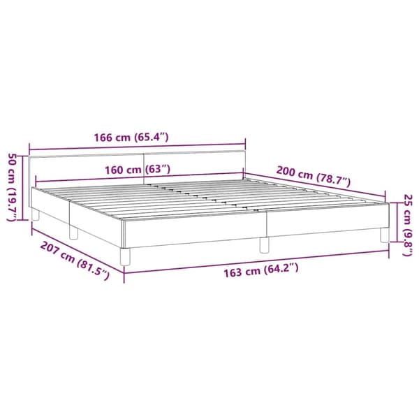 vidaXL Sängram utan madrass gräddvit 160x200 cm tyg