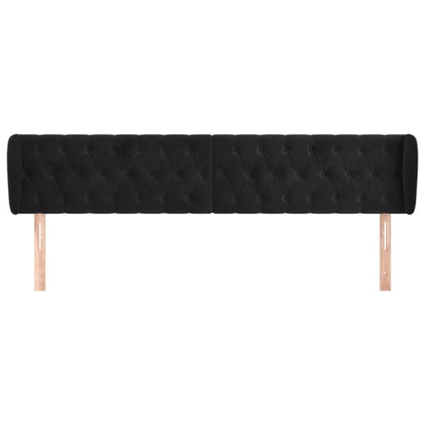 vidaXL sengegavl med kanter 203x23x78/88 cm fløjl sort
