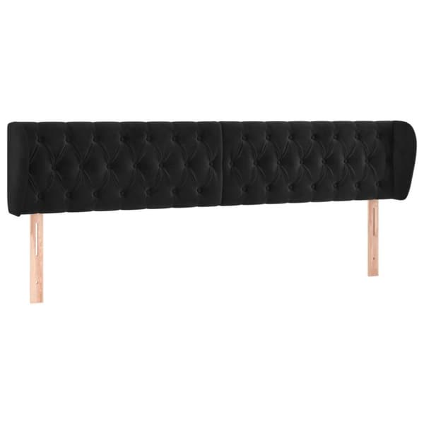 vidaXL sengegavl med kanter 203x23x78/88 cm fløjl sort