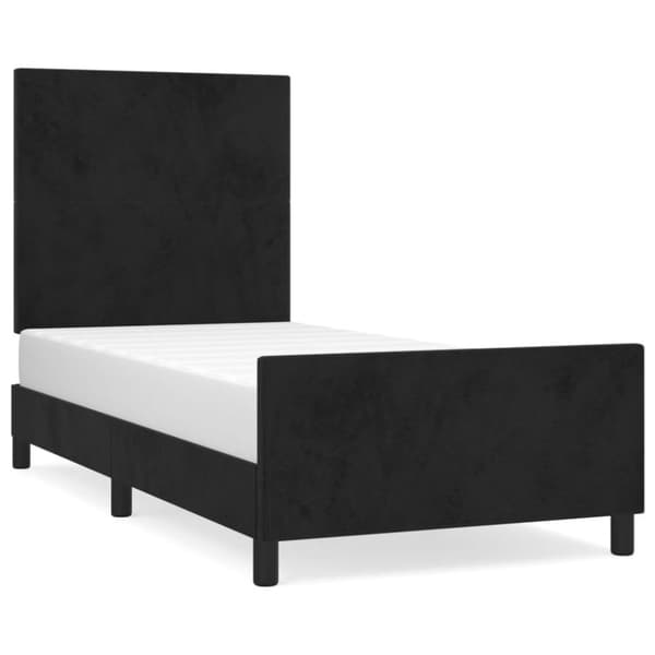 vidaXL sengeramme med sengegavl 90x200 cm fløjl sort
