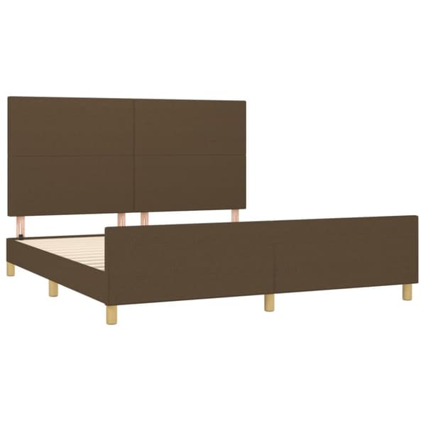 vidaXL Sängram med huvudgavel mörkbrun 160x200 cm tyg