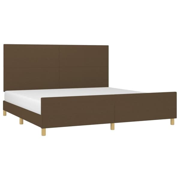 vidaXL sengeramme med sengegavl 200x200 cm stof mørkebrun