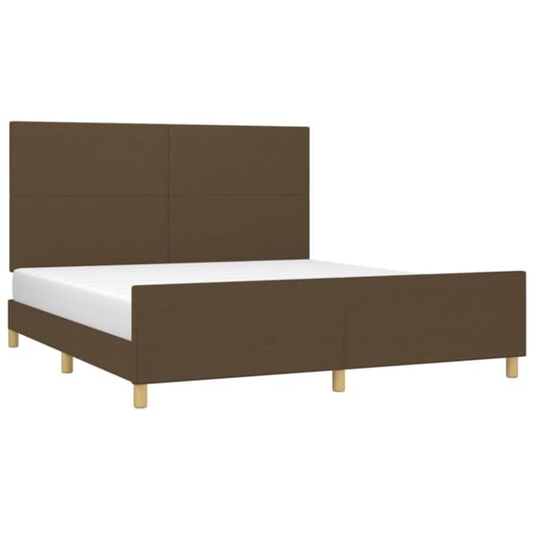 vidaXL sengeramme med sengegavl 160x200 cm stof mørkebrun
