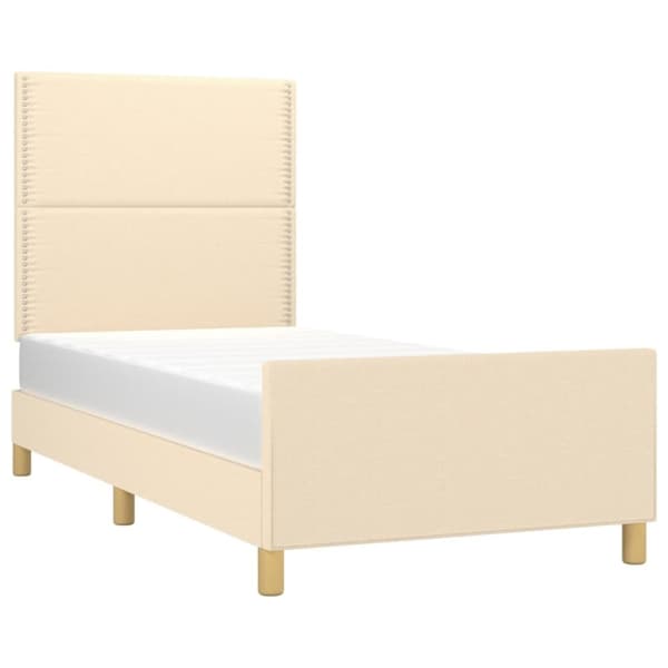 vidaXL sengeramme med sengegavl 80x200 cm stof cremefarvet