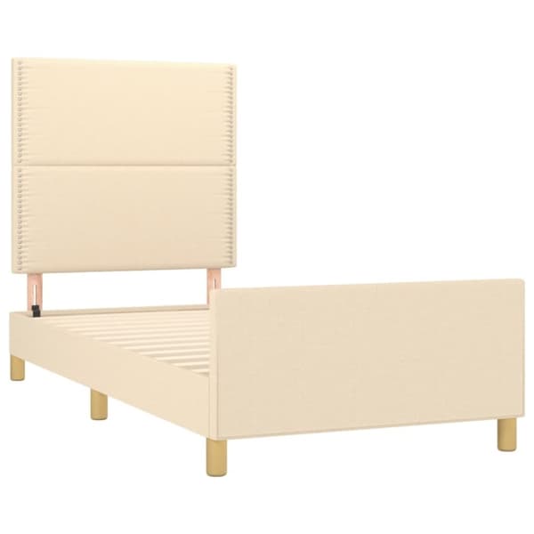 vidaXL sengeramme med sengegavl 80x200 cm stof cremefarvet