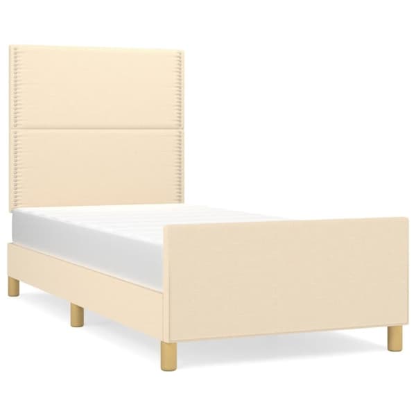 vidaXL sengeramme med sengegavl 80x200 cm stof cremefarvet