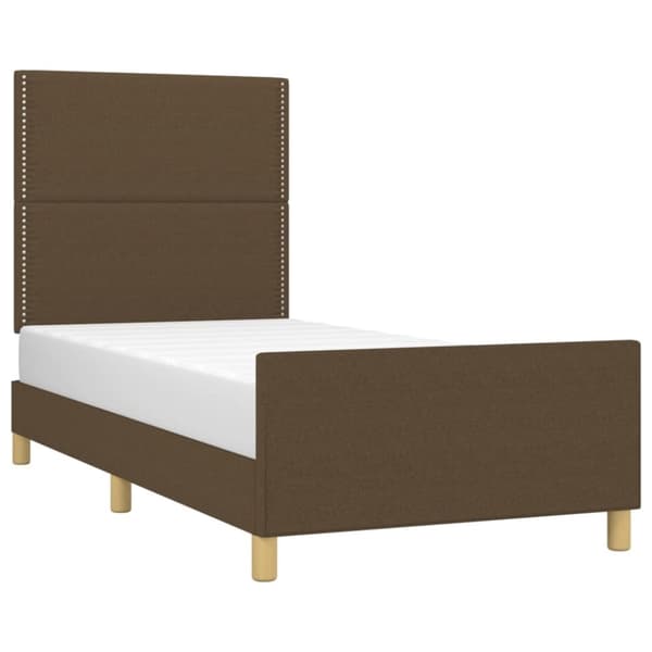 vidaXL sengeramme med sengegavl 90x190 cm stof mørkebrun
