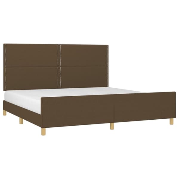 vidaXL sengeramme med sengegavl 200x200 cm stof mørkebrun