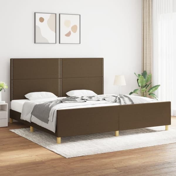 vidaXL sengeramme med sengegavl 200x200 cm stof mørkebrun