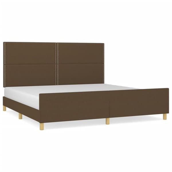 vidaXL sengeramme med sengegavl 200x200 cm stof mørkebrun
