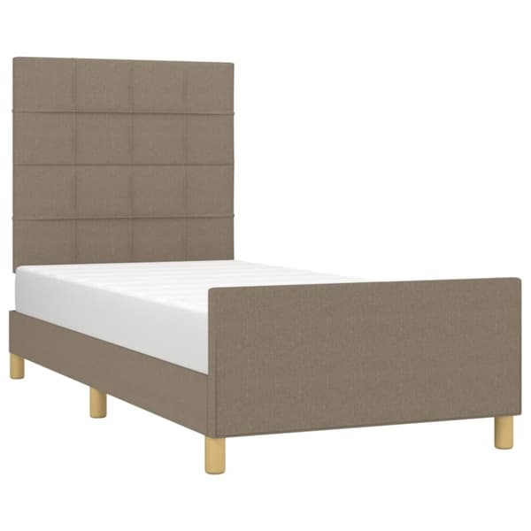 vidaXL sengeramme med sengegavl 90x190 cm stof gråbrun