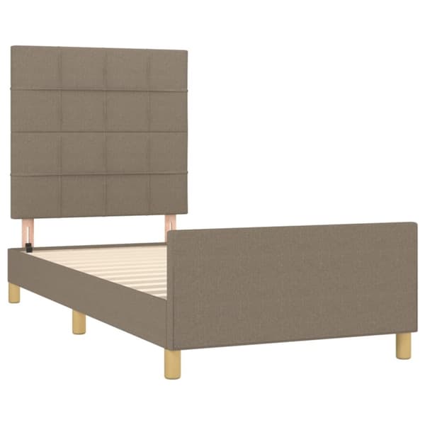 vidaXL sengeramme med sengegavl 90x190 cm stof gråbrun