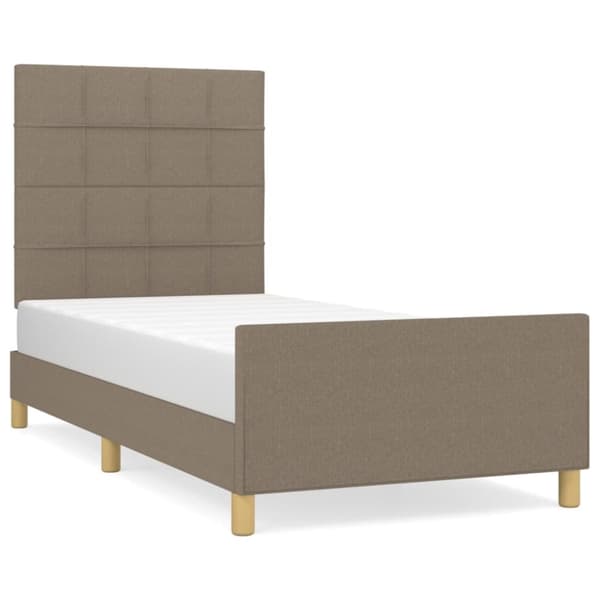 vidaXL sengeramme med sengegavl 90x190 cm stof gråbrun