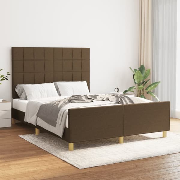 vidaXL sengeramme med sengegavl 140x190 cm stof mørkegrøn