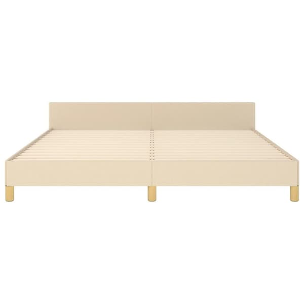 vidaXL sengeramme med sengegavl 160x200 cm stof cremefarvet