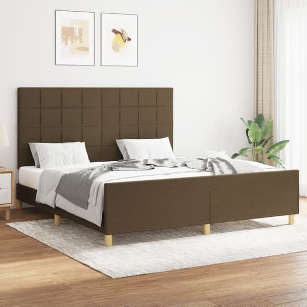 vidaXL sengeramme med sengegavl 160x200 cm stof mørkebrun