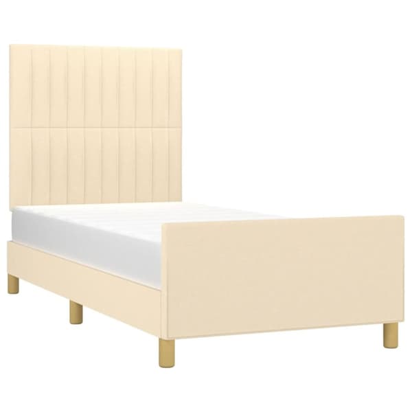 vidaXL sengeramme med sengegavl 80x200 cm stof cremefarvet
