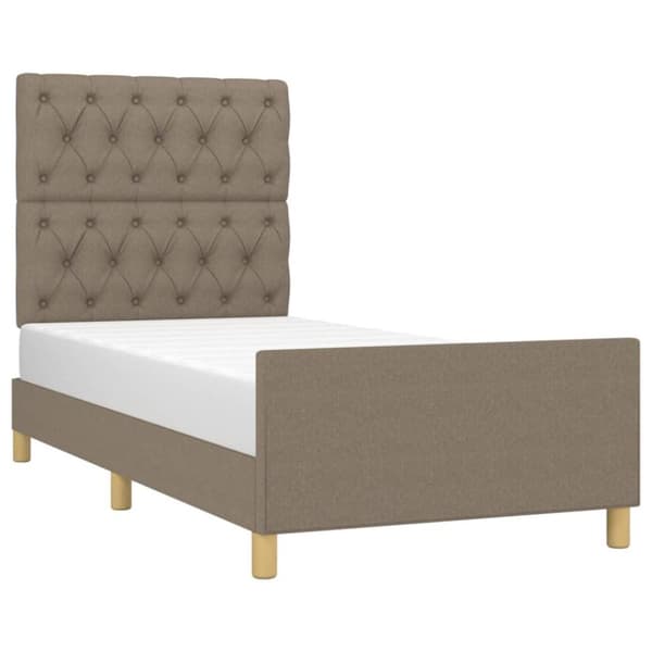 vidaXL Sängram med huvudgavel taupe 80x200 cm tyg