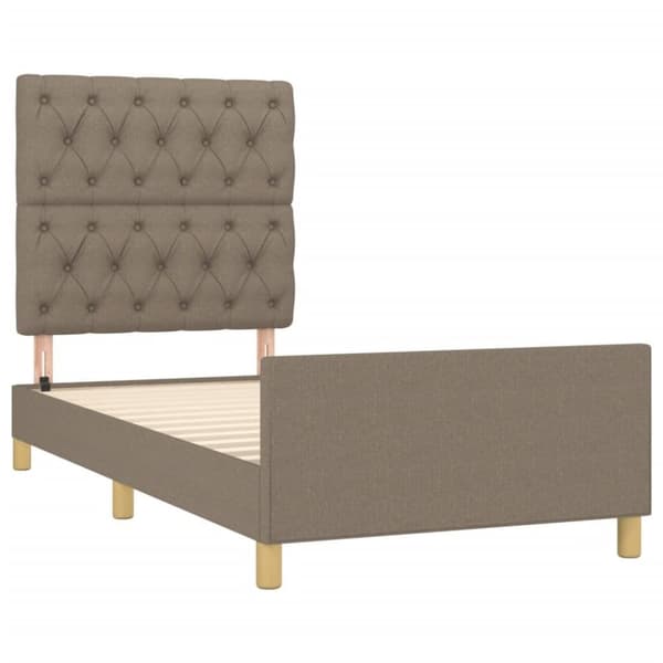 vidaXL Sängram med huvudgavel taupe 80x200 cm tyg