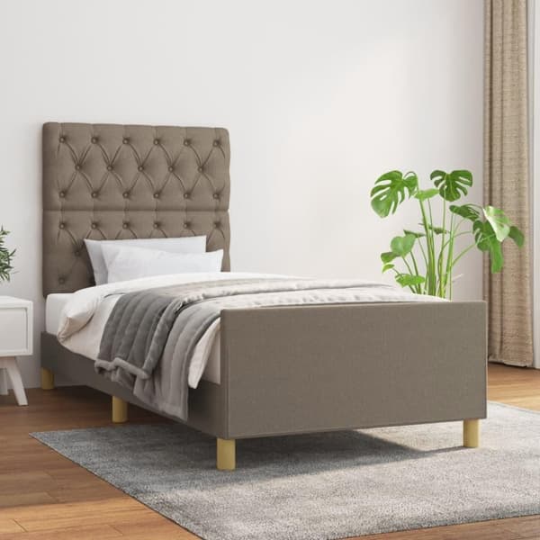 vidaXL Sängram med huvudgavel taupe 80x200 cm tyg