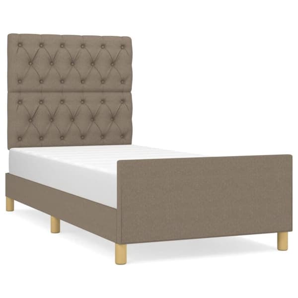 vidaXL Sängram med huvudgavel taupe 80x200 cm tyg