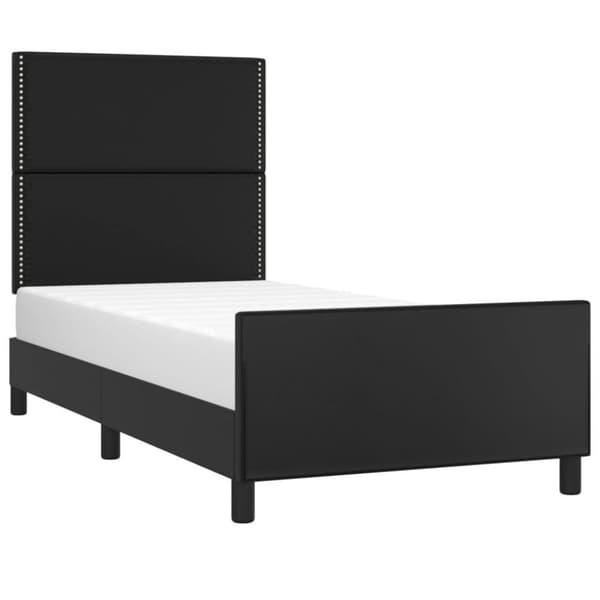 vidaXL Sängram med huvudgavel svart 90x190 cm konstläder