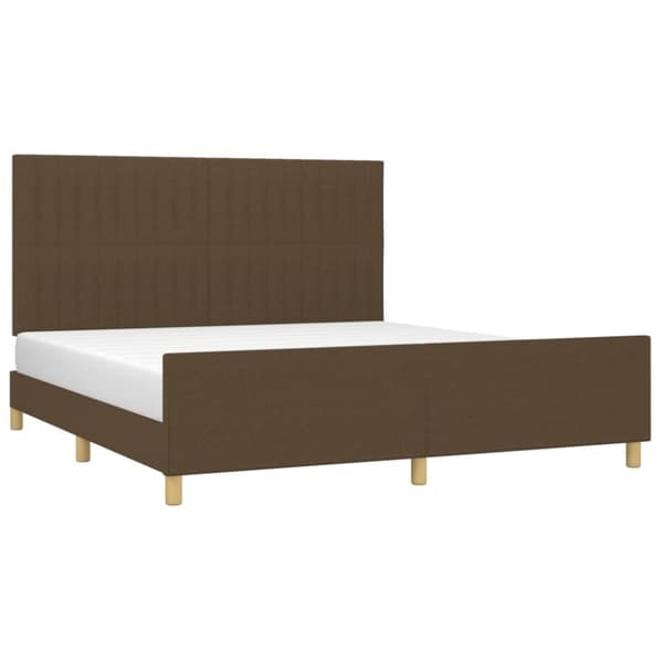 vidaXL sengeramme med sengegavl 160x200 cm stof mørkebrun