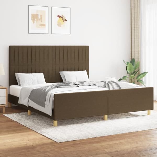 vidaXL sengeramme med sengegavl 160x200 cm stof mørkebrun