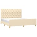 Miniatyrbillede 3 af 11: vidaXL sengeramme med sengegavl 160x200 cm stof cremefarvet