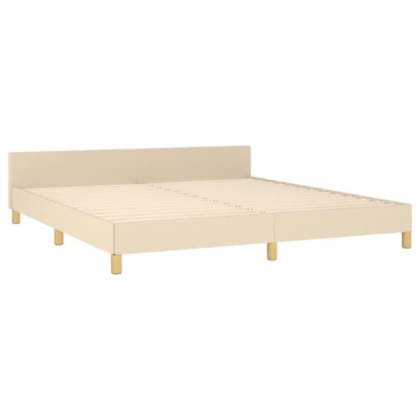 vidaXL sengeramme med sengegavl 160x200 cm stof cremefarvet