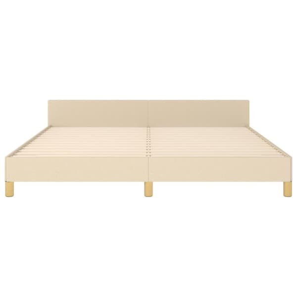 vidaXL sengeramme med sengegavl 160x200 cm stof cremefarvet