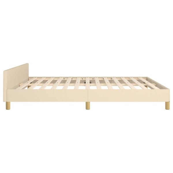 vidaXL sengeramme med sengegavl 160x200 cm stof cremefarvet