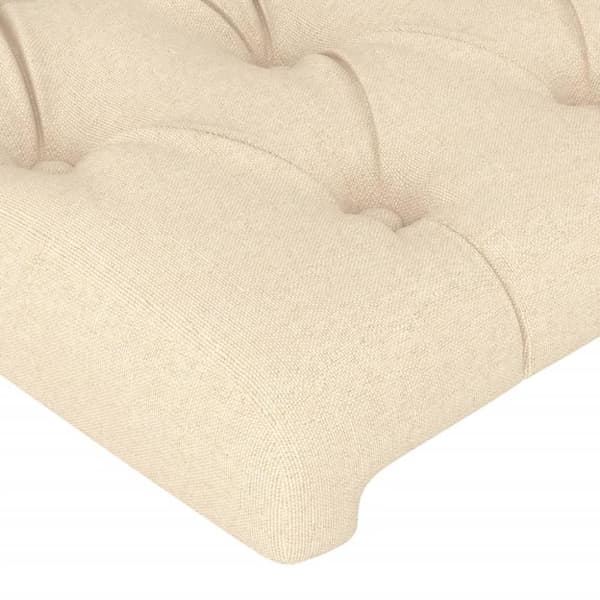 vidaXL sengeramme med sengegavl 160x200 cm stof cremefarvet