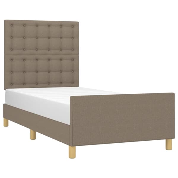 vidaXL sengeramme med sengegavl 100x200 cm stof gråbrun