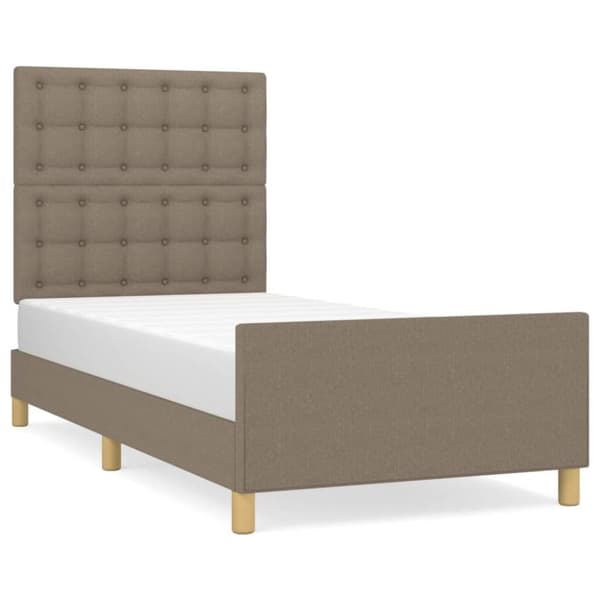 vidaXL sengeramme med sengegavl 100x200 cm stof gråbrun