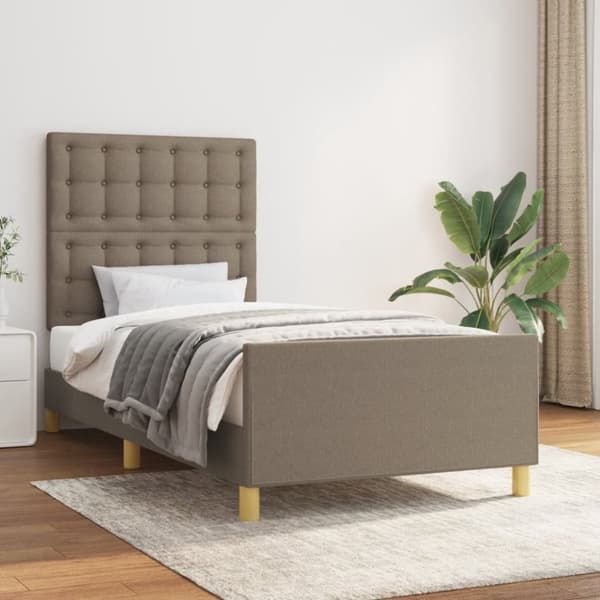 vidaXL sengeramme med sengegavl 100x200 cm stof gråbrun