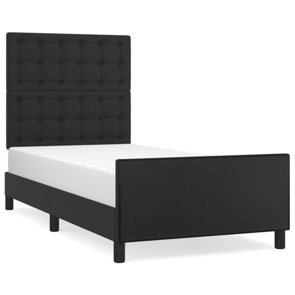 vidaXL sengeramme med sengegavl 90x190 cm kunstlæder sort