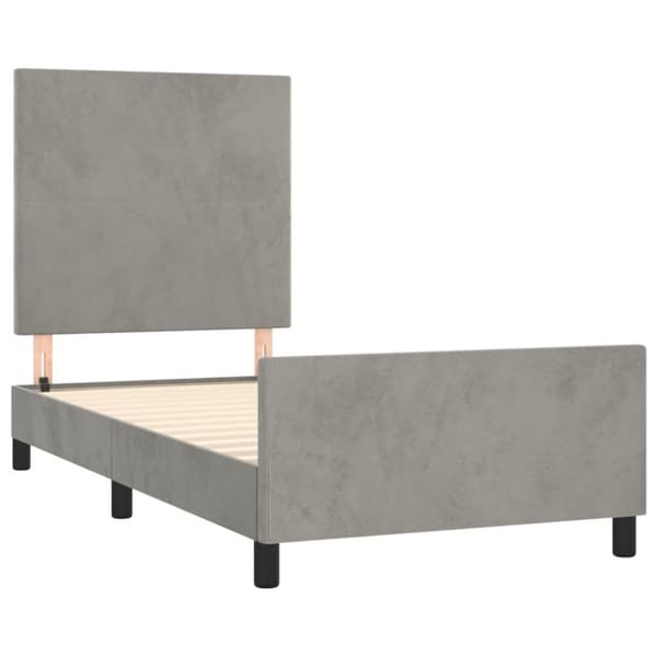 vidaXL sengeramme med sengegavl 90x200 cm fløjl lysegrå