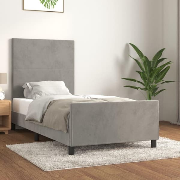 vidaXL sengeramme med sengegavl 90x200 cm fløjl lysegrå